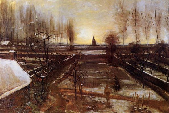 vincent van gogh the-parsonage-garden-at-nuenen-in-the-snow-1885